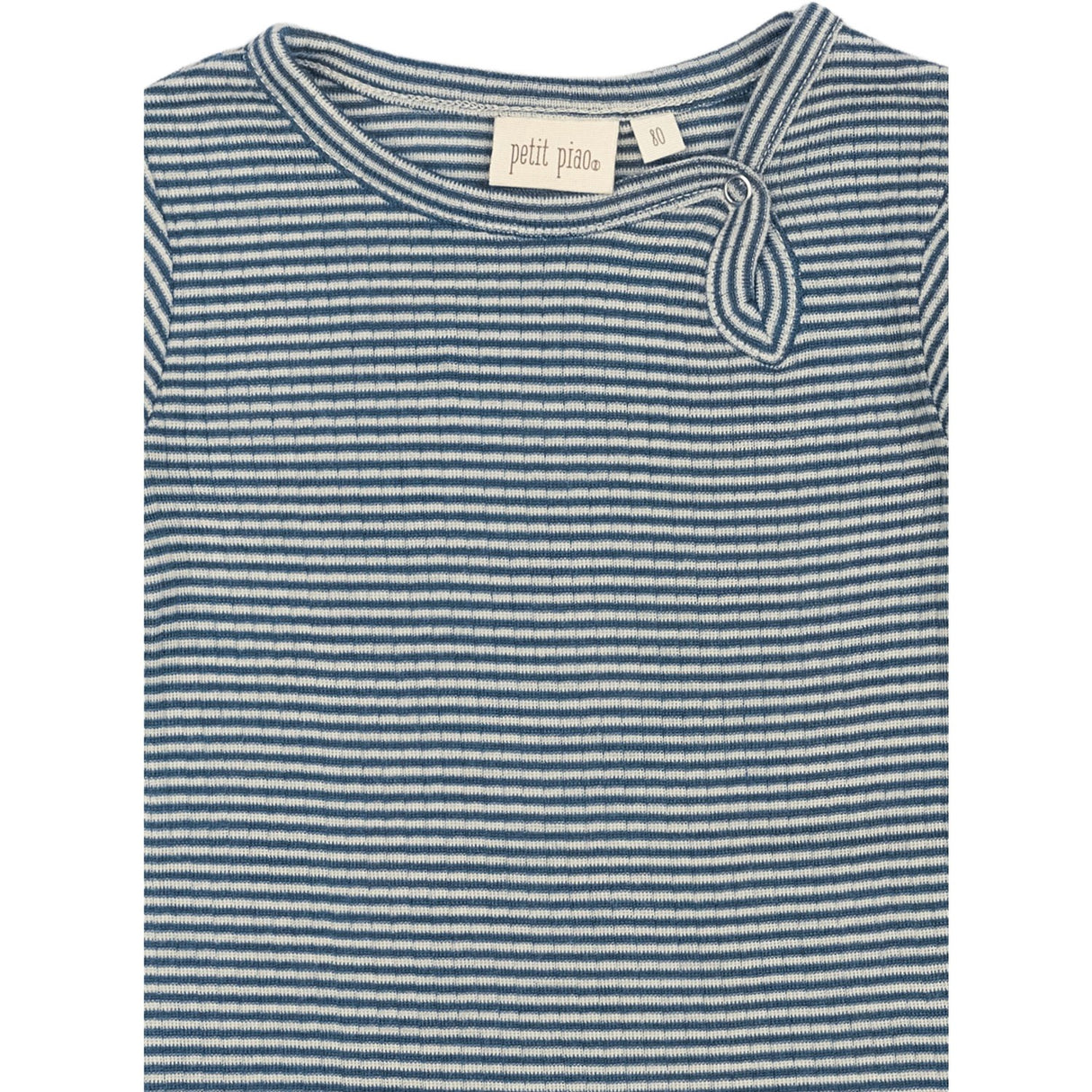Petit Piao Ensign Blue/dark Off White PPDante Body L/S Merino Uld Striped