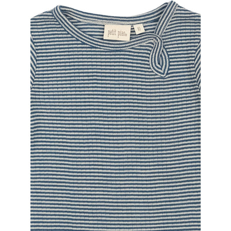 Petit Piao Ensign Blue/dark Off White PPDante Body L/S Merino Uld Striped