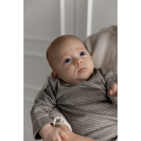 Petit Piao Coffee Bean/Dark Off White PPDian Body L/S Fold Over Stripe NOOS