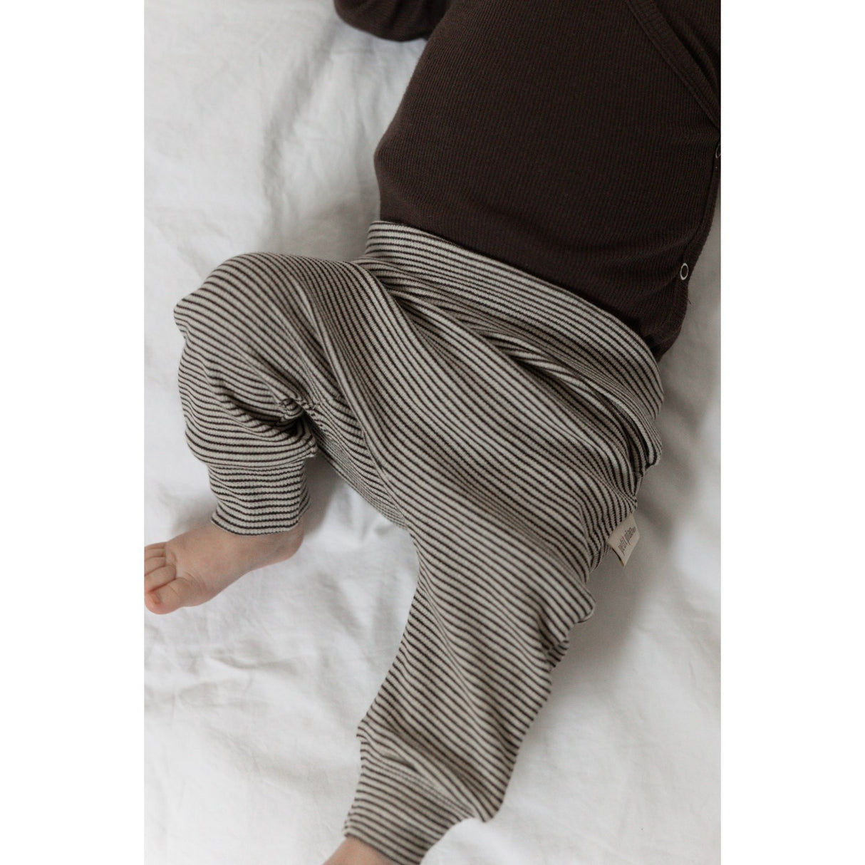 Petit Piao Coffee Bean/Dark Off White PPDian Fold Leggings Stripe NOOS