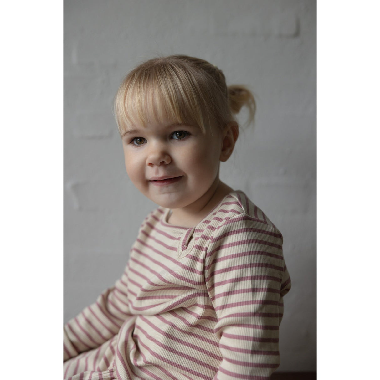 Petit Piao Nostalgic Rose/off White Kjole L/S Modal Striped