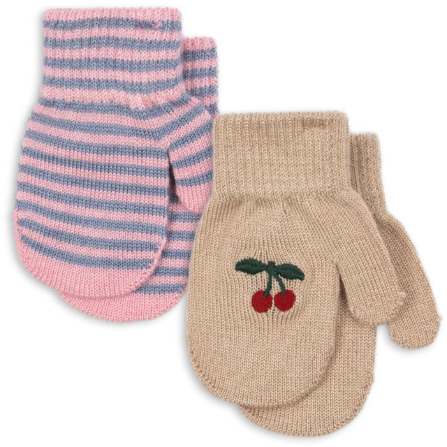Konges Sløjd Cherry/Stripe 2 Pak Filla Vanter