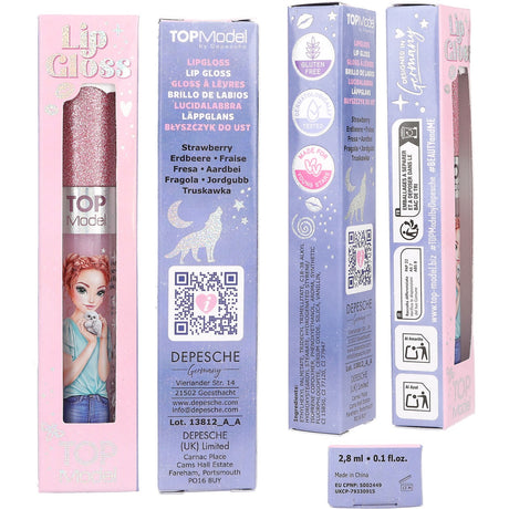 TOPModel Beauty And Me Rose Strawberry Lip Gloss Med Glitter Cap