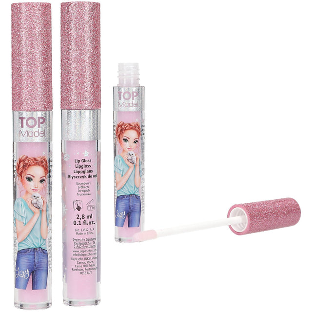 TOPModel Beauty And Me Rose Strawberry Lip Gloss Med Glitter Cap
