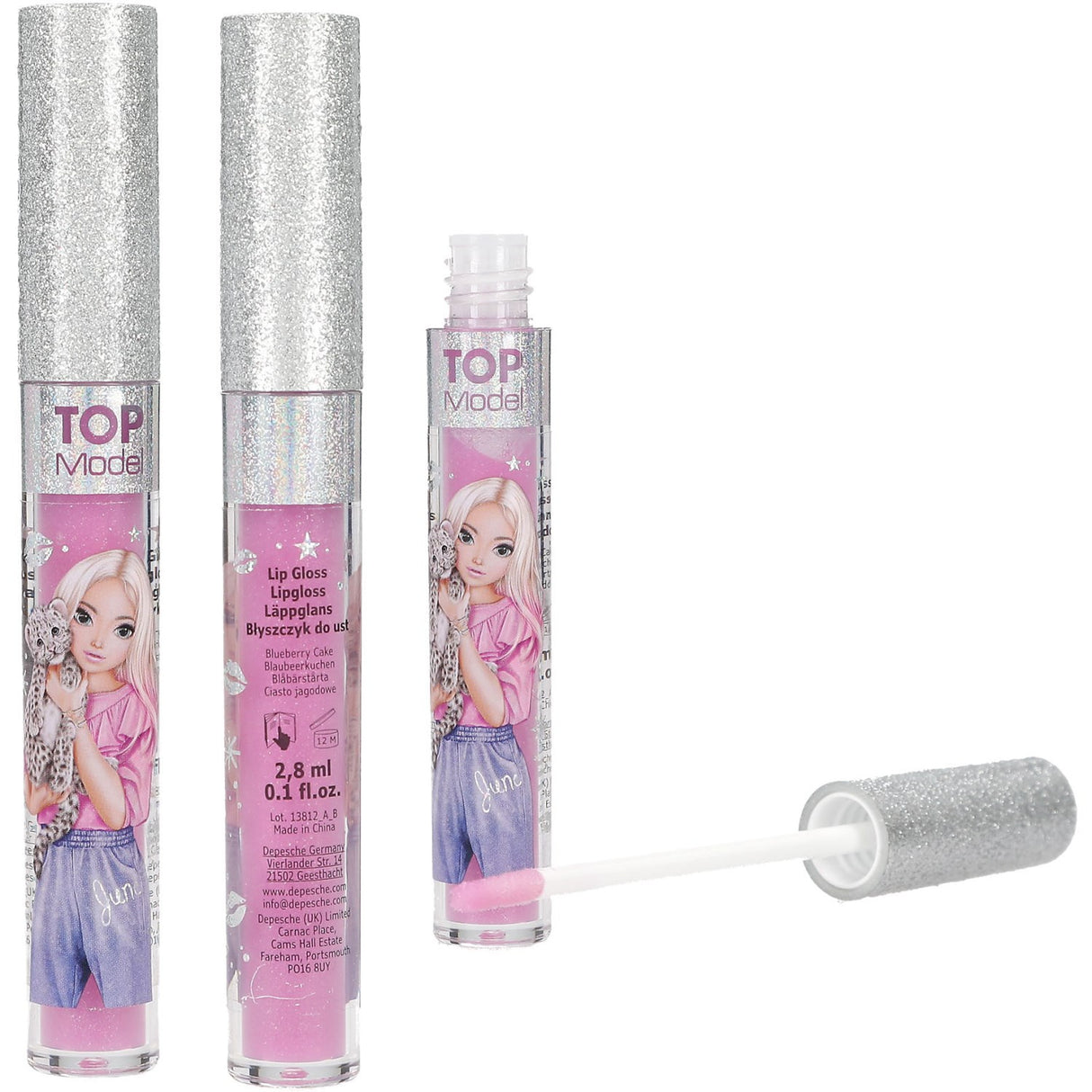 TOPModel Beauty And Me Pink Blueberry Lip Gloss Med Glitter Cap