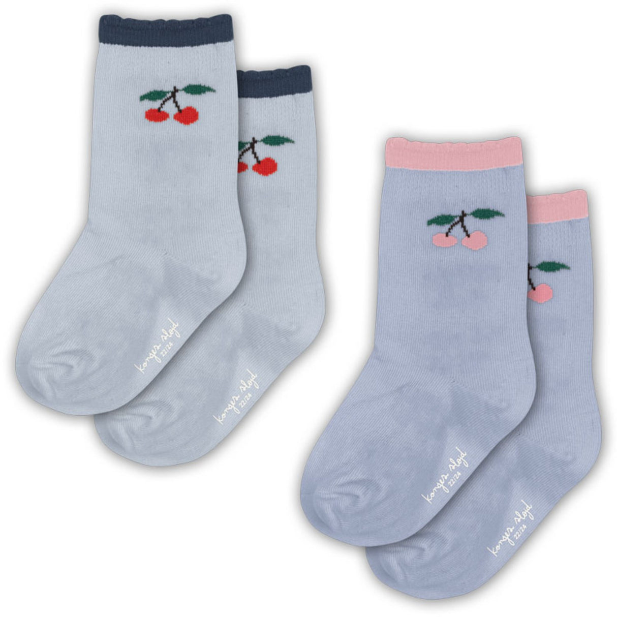 Konges Sløjd Blue Fog/Purple Impression 2 Pak Jaquard Flæse Strømper