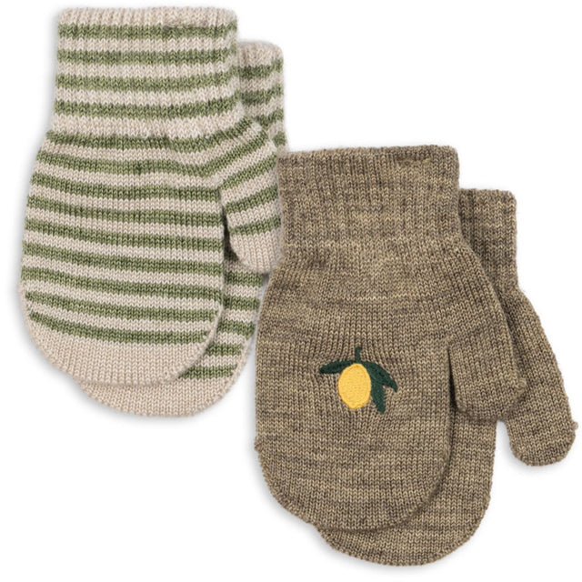 Konges Sløjd Lemon/Stripe 2 Pak Filla Vanter