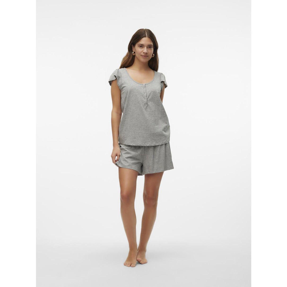 Mama;licious Light Grey Melange Mlmira Lgm Lia Kasket Jrs Pyjamas 2F Noos