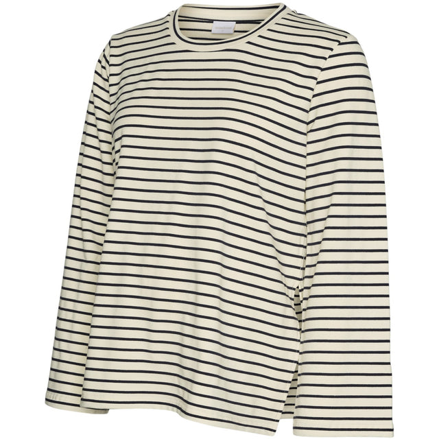 Mama;licious Birch Navy Blazer Mlamila Vita Ls Jrs Wide Sleeve Top 2F