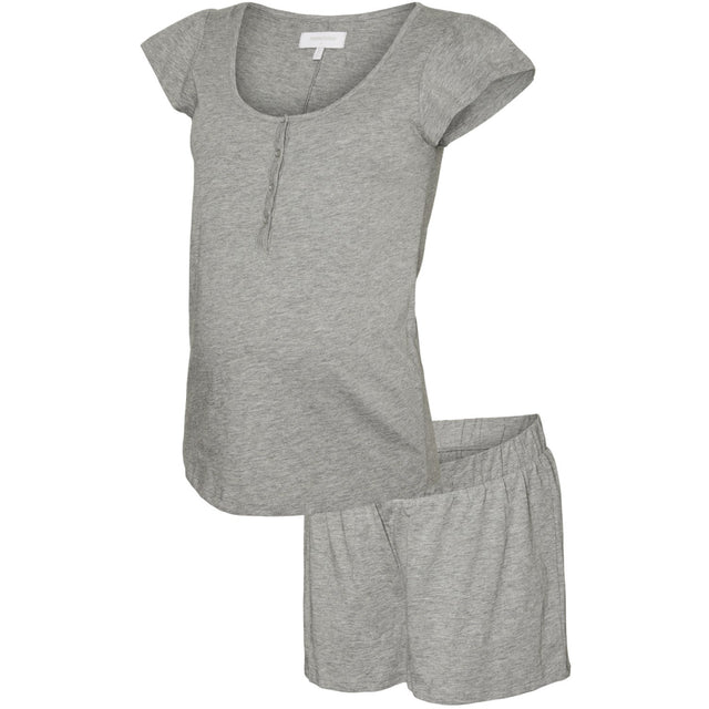 Mama;licious Light Grey Melange Mlmira Lgm Lia Kasket Jrs Pyjamas 2F Noos