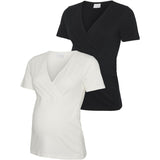 Mama;licious Black Snow White Mlkerrie Tess Ss Jrs Top 2F 2-Pak Noos