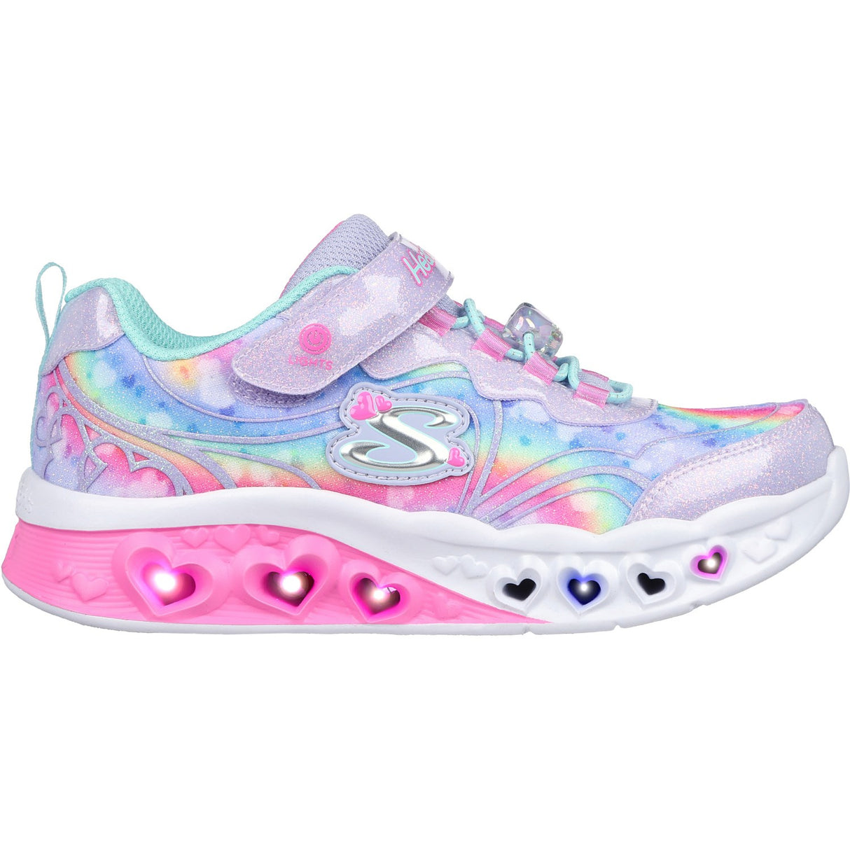 Skechers Purple Flutter Heart Lights Groovy Swirl