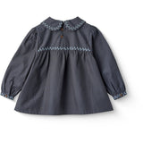 COPENHAGEN COLORS Brown/Blue Check Comb. Checkered Bluse W. Krave Og Embroidery