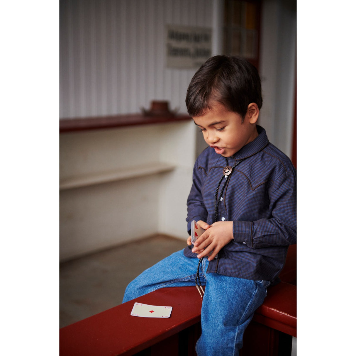 COPENHAGEN COLORS Brown/Blue Check Comb. Checkered Cowboy Skjorte