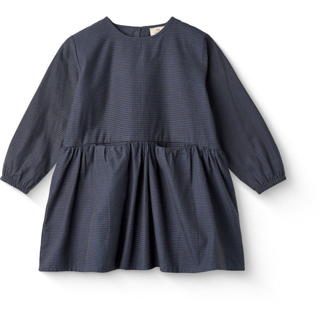 COPENHAGEN COLORS Brown/Blue Check Comb. Checkered Kjole W. Backside Sløjfe