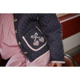 COPENHAGEN COLORS Brown/Blue Check Comb. Checkered Quiltet Jakke W. Embroidery