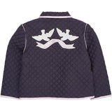 COPENHAGEN COLORS Brown/Blue Check Comb. Checkered Quiltet Jakke W. Embroidery