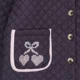 COPENHAGEN COLORS Brown/Blue Check Comb. Checkered Quiltet Jakke W. Embroidery