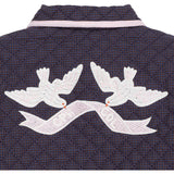 COPENHAGEN COLORS Brown/Blue Check Comb. Checkered Quiltet Jakke W. Embroidery