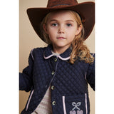 COPENHAGEN COLORS Brown/Blue Check Comb. Checkered Quiltet Jakke W. Embroidery