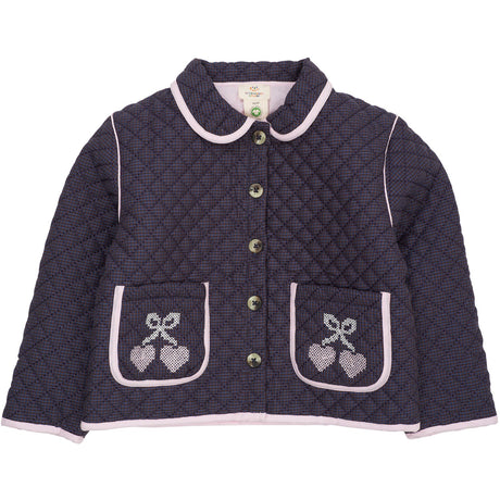 COPENHAGEN COLORS Brown/Blue Check Comb. Checkered Quiltet Jakke W. Embroidery