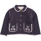 COPENHAGEN COLORS Brown/Blue Check Comb. Checkered Quiltet Jakke W. Embroidery