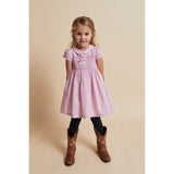 COPENHAGEN COLORS Syringa Comb. Houndstooth Kjole W. Handmade Unicorn Embroidery Og Smock