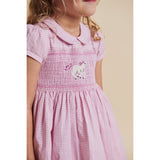 COPENHAGEN COLORS Syringa Comb. Houndstooth Kjole W. Handmade Unicorn Embroidery Og Smock