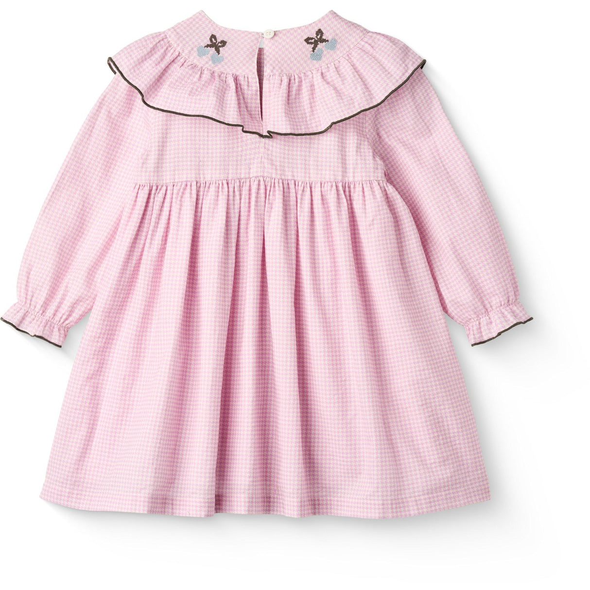 COPENHAGEN COLORS Syringa Comb. Houndstooth Flæse Kjole W. Embroidery