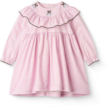 COPENHAGEN COLORS Syringa Comb. Houndstooth Flæse Kjole W. Embroidery