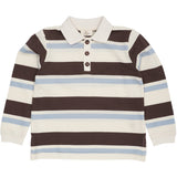 COPENHAGEN COLORS Dusty Blue Combi Striped Pique Polo Bluse