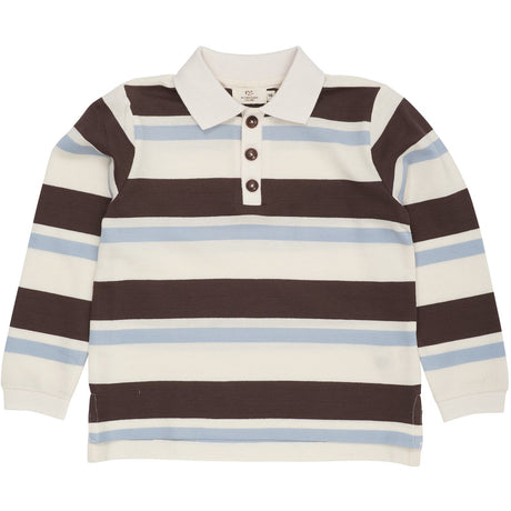 COPENHAGEN COLORS Dusty Blue Combi Striped Pique Polo Bluse