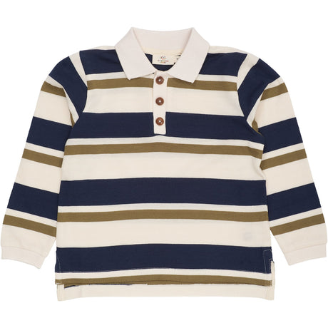 COPENHAGEN COLORS Green Combi Striped Pique Polo Bluse