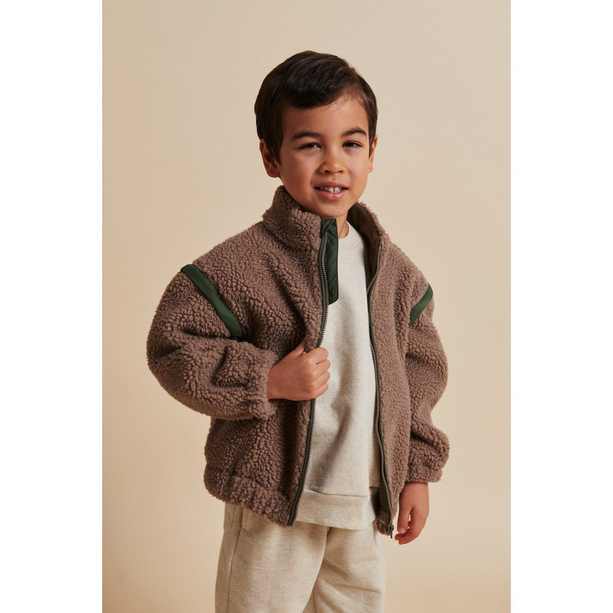 COPENHAGEN COLORS Natural/Green Comb. Bamse Jakke W. Removable Ærmer