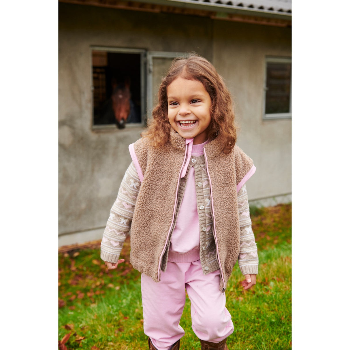 COPENHAGEN COLORS Natural/Pink Comb. Bamse Jakke W. Removable Ærmer