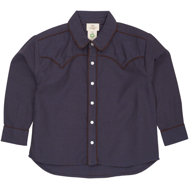 COPENHAGEN COLORS Brown/Blue Check Comb. Checkered Cowboy Skjorte