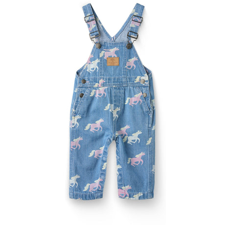 COPENHAGEN COLORS Indigo Blue Washed W Unicorn Organic Denim Baby Smækbukser W. Unicorn Print
