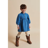 COPENHAGEN COLORS Indigo Blue Washed Organic Denim Kjole W. Puff Ærmer