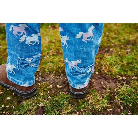 COPENHAGEN COLORS Indigo Blue Washed W Unicorn Organic Bukser W. Flæse Waist & Unicorn Print
