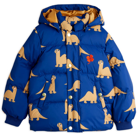 Mini Rodini Blue Dinos AOP Hooded Puffer
