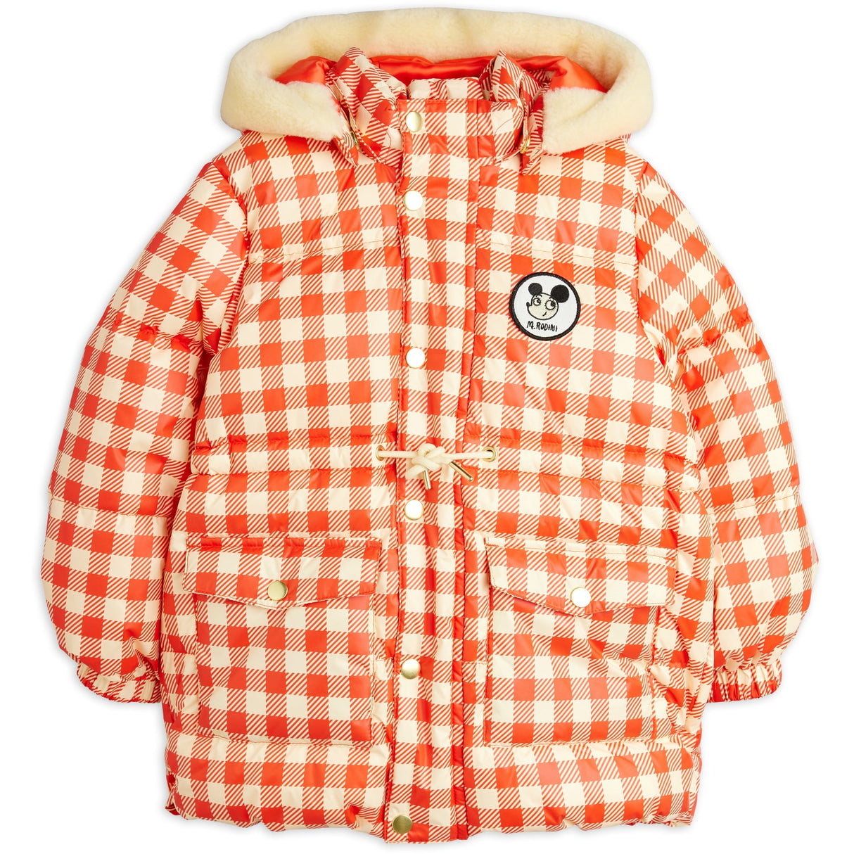 Mini Rodini Red Ritzratz Patch Gingham AOP Heavy Puffer