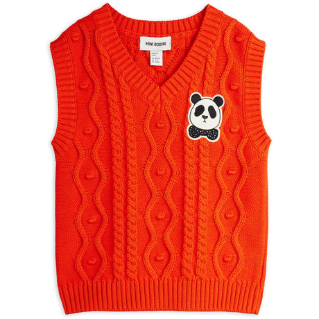 Mini Rodini Red Panda Patch Cable Strik V-Neck Slipover