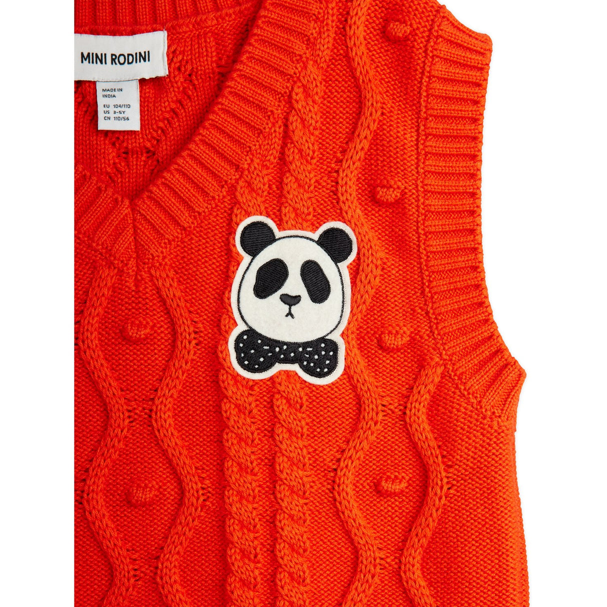 Mini Rodini Red Panda Patch Cable Strik V-Neck Slipover