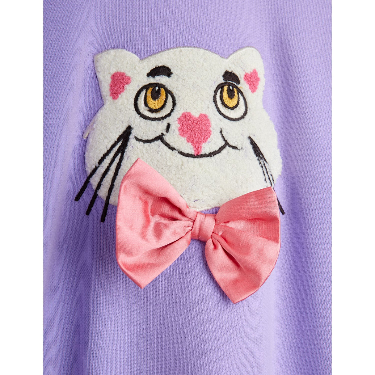 Mini Rodini Purple Cat Med Bowtie Chenille Sweatshirt
