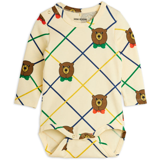 Mini Rodini Off-white Bjørn Check AOP Ls Body
