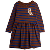 Mini Rodini Brown Stripe Bird Patch Ls Kjole