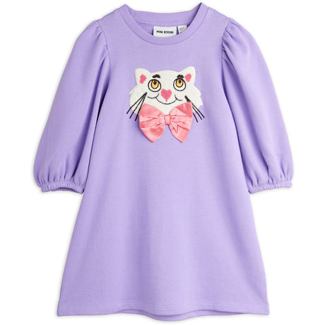 Mini Rodini Purple Cat Med Bowtie Chenille Sweatkjole