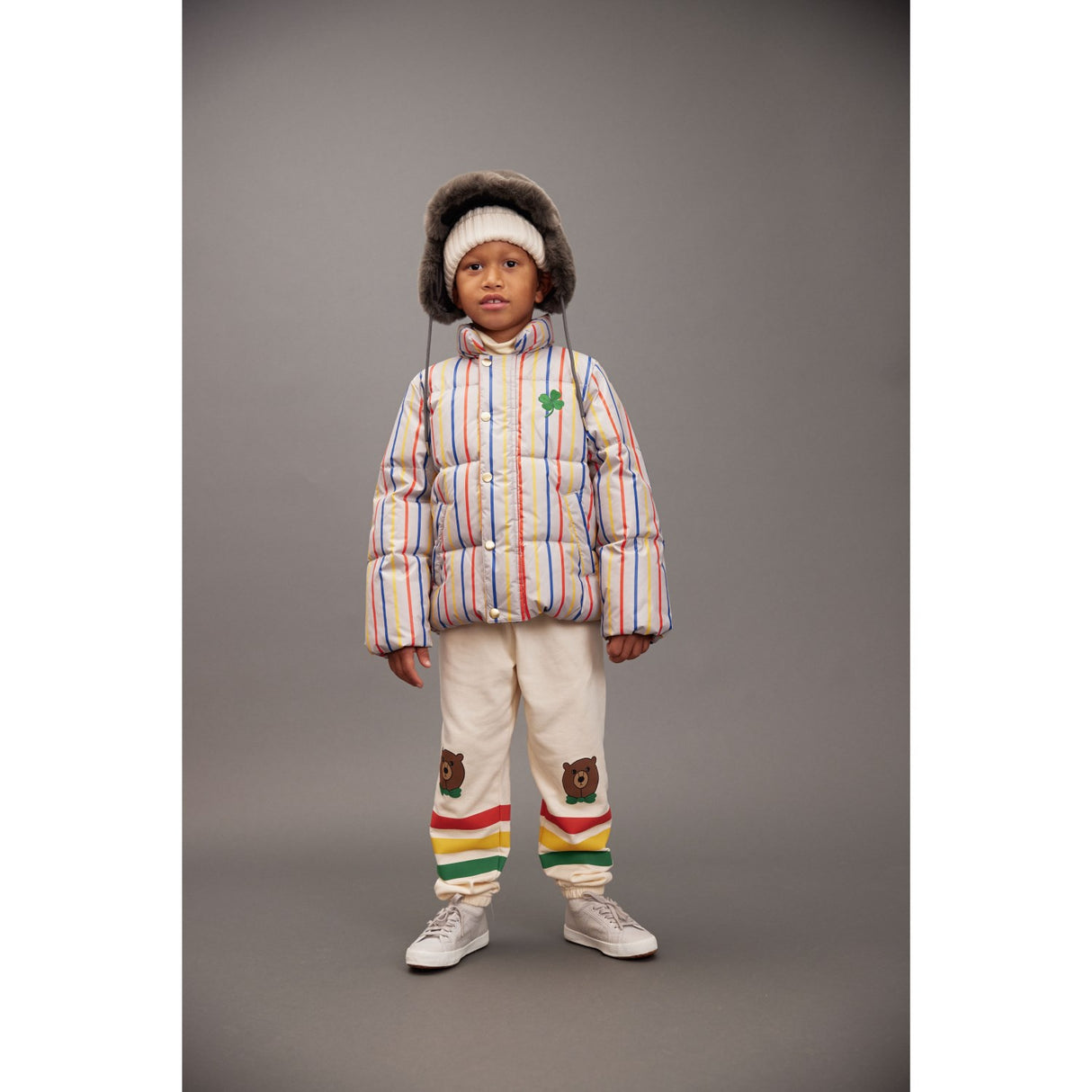 Mini Rodini Off-white Bjørn Stripe Sweatpants