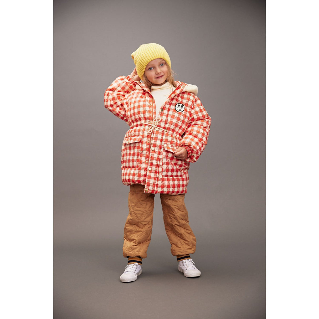 Mini Rodini Beige Ritzratz Patch Quiltet Outerwear Trousers