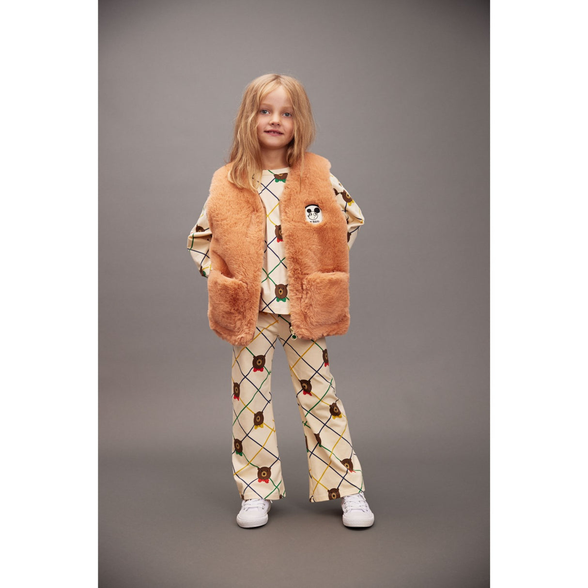 Mini Rodini Off-white Bjørn Check AOP Ss Tee